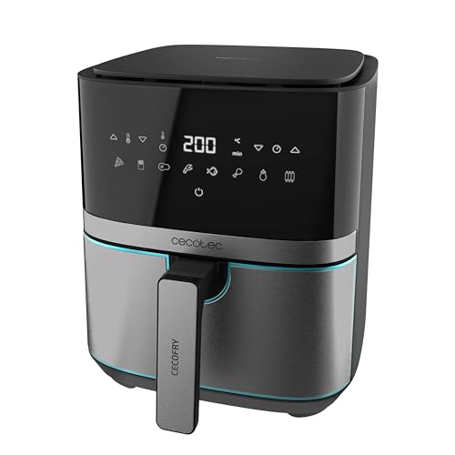 Cecotec Freidora de Aire sin Aceite de 10 L Air Fryer Cecofry Full Inox 5500 Pro con Accesorios. 1700 W, Dietética y Digital, Táctil, Acabados en Acero Inox, 8 Modos, Pack de Accesorios