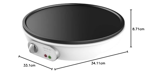 Cecotec Crepera Eléctrica Fun Creepy. Potencia 1200W, Revestimiento Antiadherente, Rodillo espaciador y Espátula, Potencia regulable, Indicador Luminoso, 30,5cm Diámetro