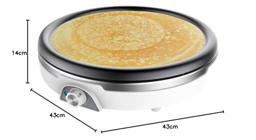 Cecotec Crepera Eléctrica Fun Creepy. Potencia 1200W, Revestimiento Antiadherente, Rodillo espaciador y Espátula, Potencia regulable, Indicador Luminoso, 30,5cm Diámetro