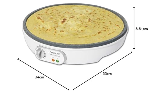 Cecotec Crepera Eléctrica Fun Creepy. Potencia 1200W, Revestimiento Antiadherente, Rodillo espaciador y Espátula, Potencia regulable, Indicador Luminoso, 30,5cm Diámetro