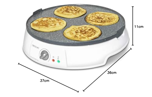 Cecotec Crepera Eléctrica Fun Creepy. Potencia 1200W, Revestimiento Antiadherente, Rodillo espaciador y Espátula, Potencia regulable, Indicador Luminoso, 30,5cm Diámetro