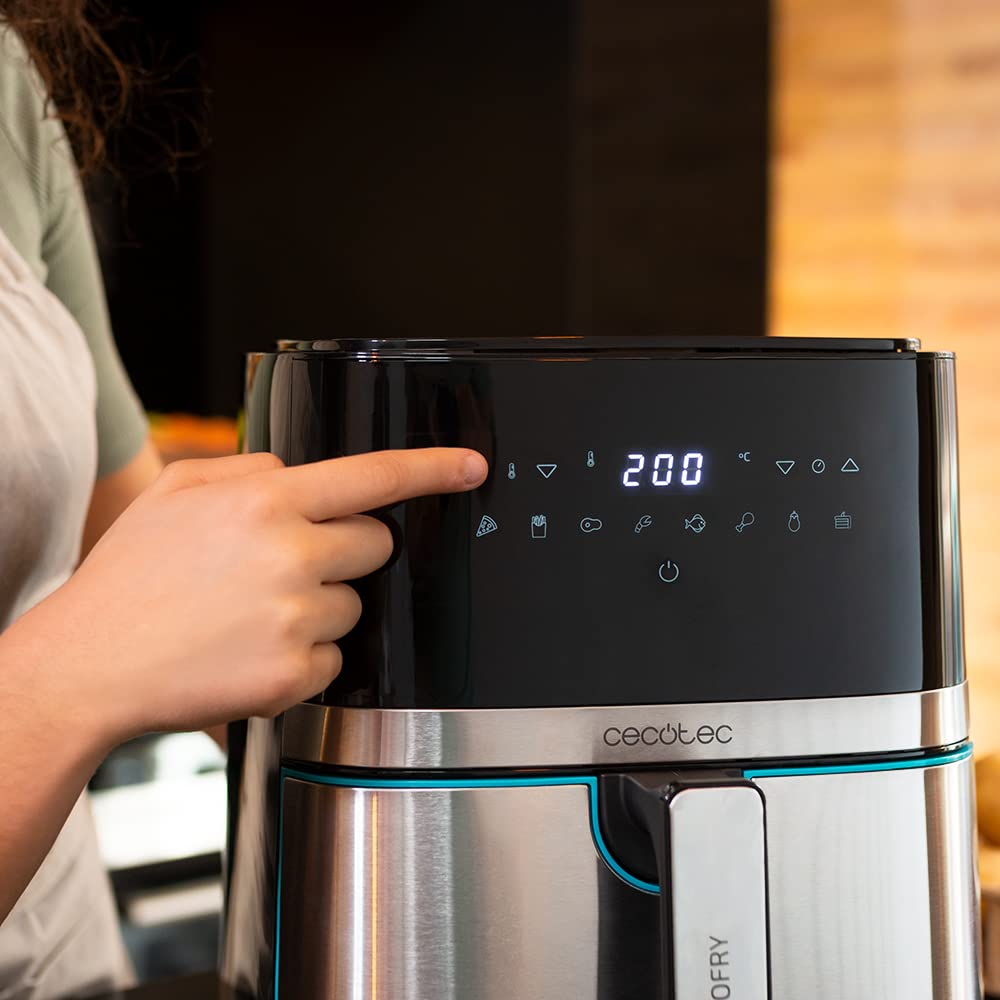 Cecotec Freidora de Aire sin Aceite de 10 L Air Fryer Cecofry Full Inox 5500 Pro con Accesorios. 1700 W, Dietética y Digital, Táctil, Acabados en Acero Inox, 8 Modos, Pack de Accesorios