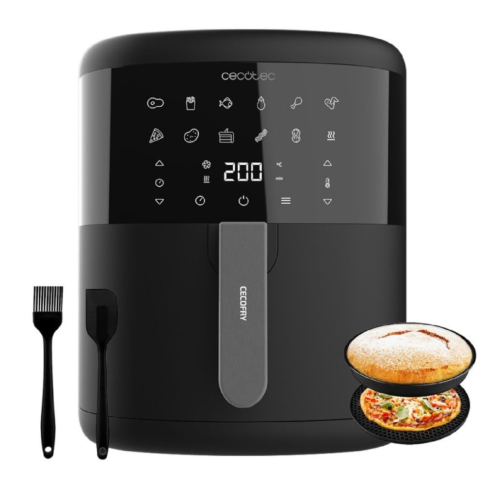 Cecotec Freidora de Aire sin Aceite de 10 L Air Fryer Cecofry Full Inox 5500 Pro con Accesorios. 1700 W, Dietética y Digital, Táctil, Acabados en Acero Inox, 8 Modos, Pack de Accesorios
