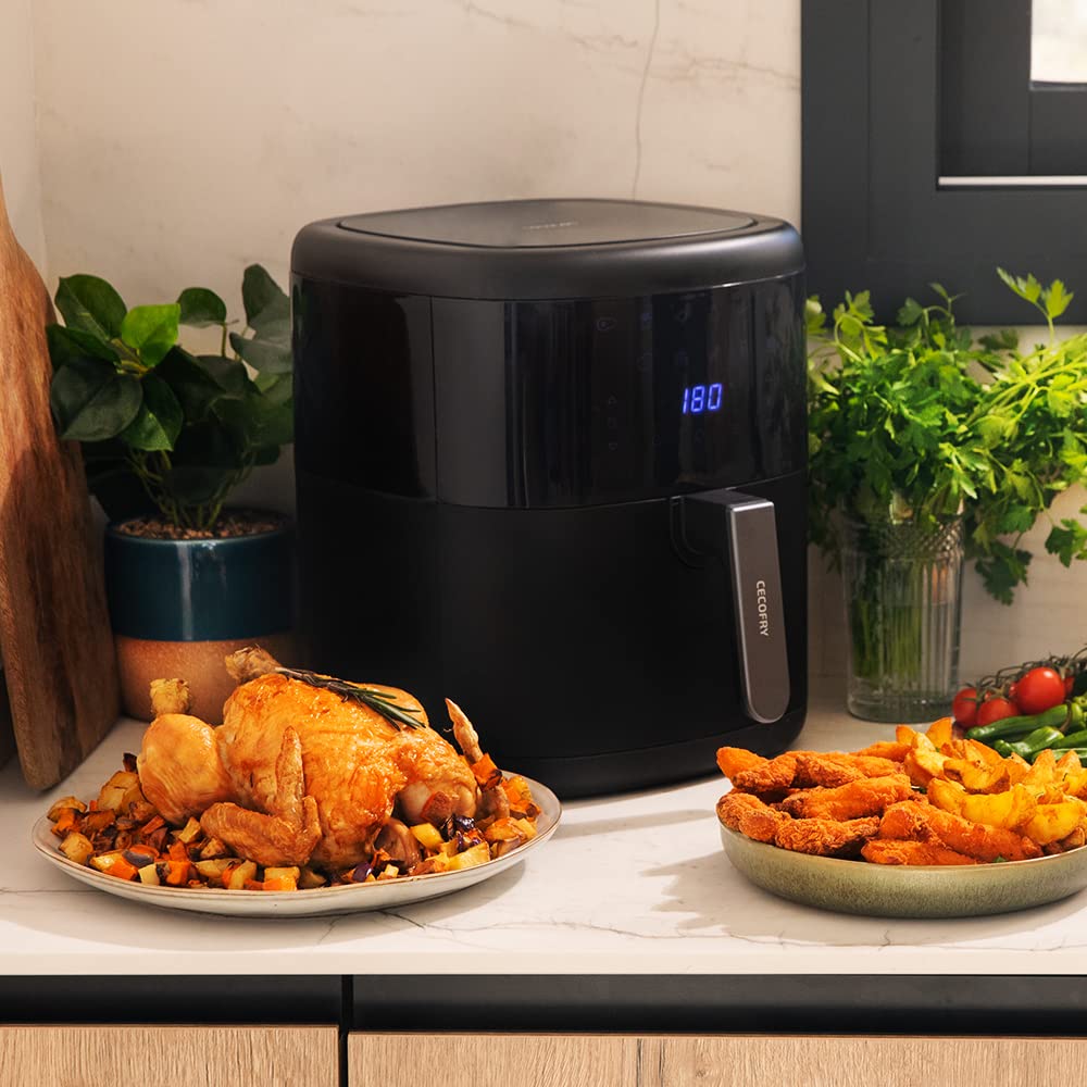 Cecotec Freidora de Aire sin Aceite de 10 L Air Fryer Cecofry Full Inox 5500 Pro con Accesorios. 1700 W, Dietética y Digital, Táctil, Acabados en Acero Inox, 8 Modos, Pack de Accesorios