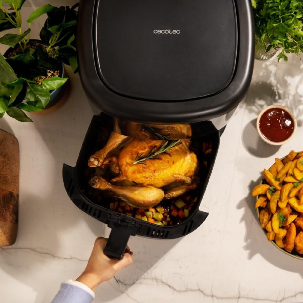 Cecotec Freidora de Aire sin Aceite de 10 L Air Fryer Cecofry Full Inox 5500 Pro con Accesorios. 1700 W, Dietética y Digital, Táctil, Acabados en Acero Inox, 8 Modos, Pack de Accesorios