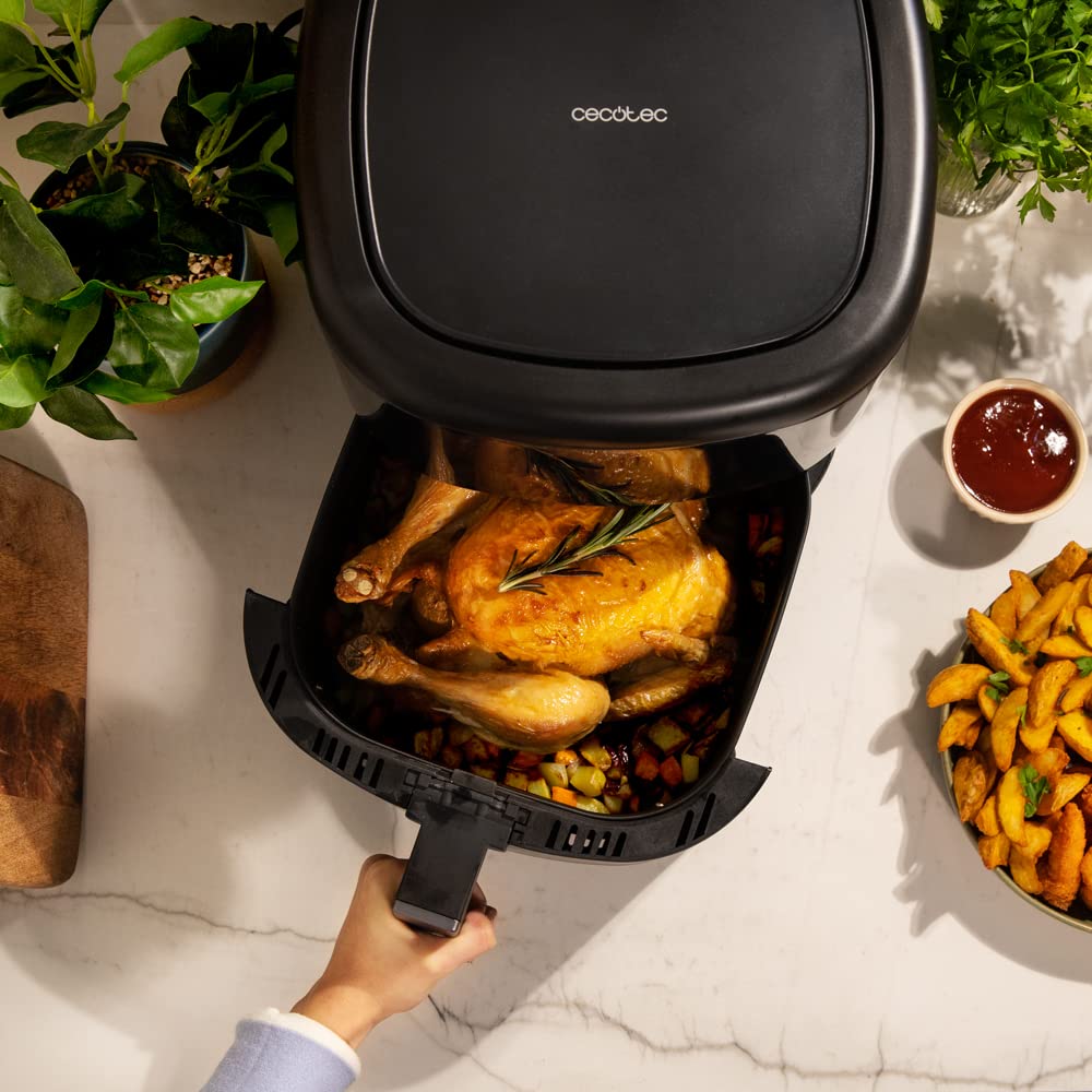 Cecotec Freidora de Aire sin Aceite de 10 L Air Fryer Cecofry Full Inox 5500 Pro con Accesorios. 1700 W, Dietética y Digital, Táctil, Acabados en Acero Inox, 8 Modos, Pack de Accesorios