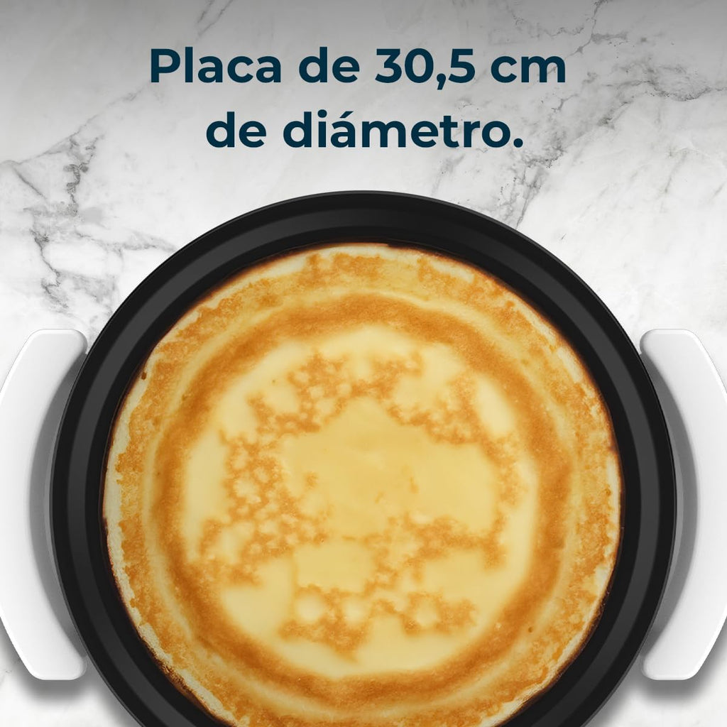 Cecotec Crepera Eléctrica Fun Creepy. Potencia 1200W, Revestimiento Antiadherente, Rodillo espaciador y Espátula, Potencia regulable, Indicador Luminoso, 30,5cm Diámetro