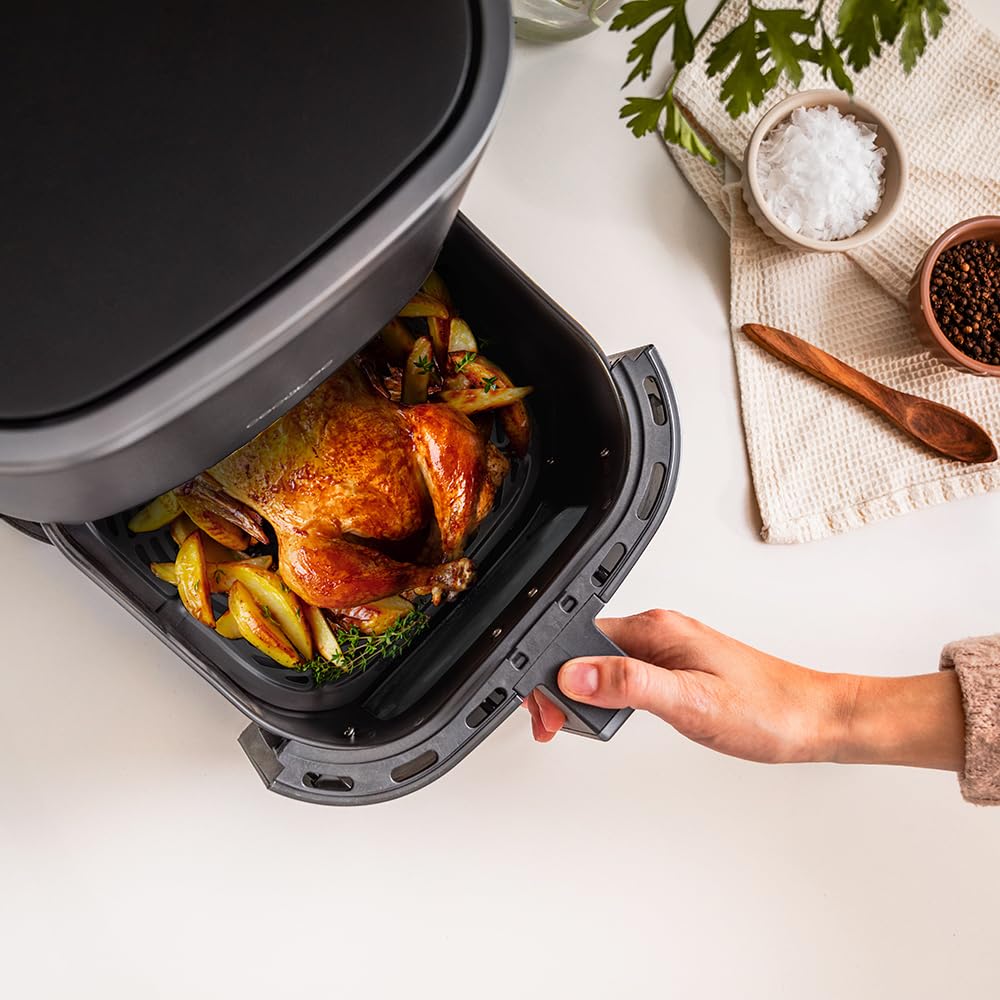 Cecotec Freidora de Aire sin Aceite de 10 L Air Fryer Cecofry Full Inox 5500 Pro con Accesorios. 1700 W, Dietética y Digital, Táctil, Acabados en Acero Inox, 8 Modos, Pack de Accesorios