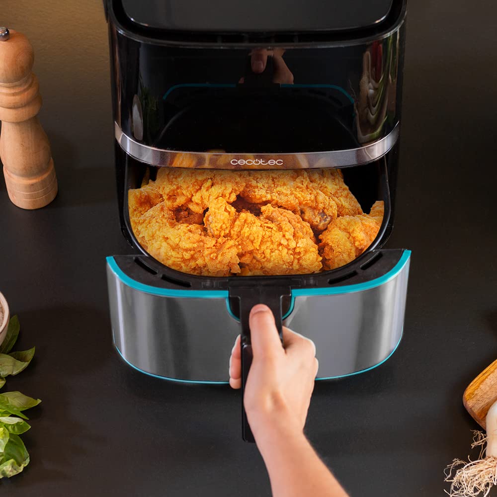 Cecotec Freidora de Aire sin Aceite de 10 L Air Fryer Cecofry Full Inox 5500 Pro con Accesorios. 1700 W, Dietética y Digital, Táctil, Acabados en Acero Inox, 8 Modos, Pack de Accesorios