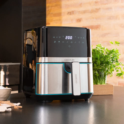 Cecotec Freidora de Aire sin Aceite de 10 L Air Fryer Cecofry Full Inox 5500 Pro con Accesorios. 1700 W, Dietética y Digital, Táctil, Acabados en Acero Inox, 8 Modos, Pack de Accesorios