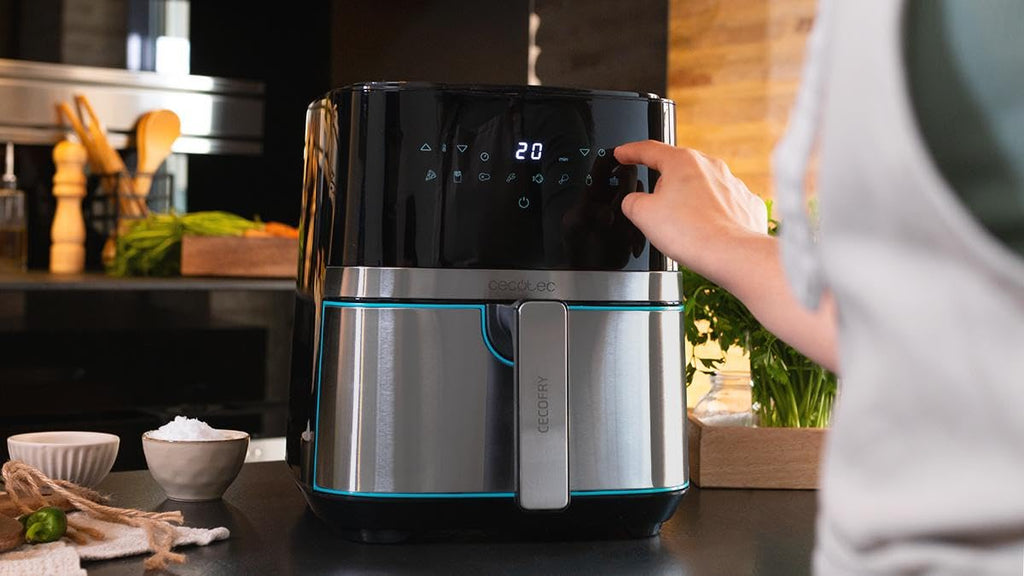 Cecotec Freidora de Aire sin Aceite de 10 L Air Fryer Cecofry Full Inox 5500 Pro con Accesorios. 1700 W, Dietética y Digital, Táctil, Acabados en Acero Inox, 8 Modos, Pack de Accesorios