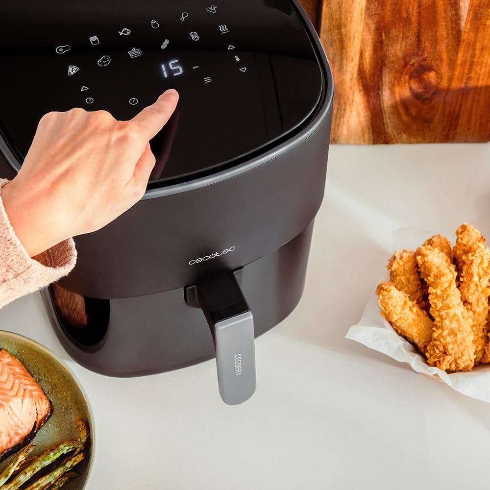 Cecotec Freidora de Aire sin Aceite de 10 L Air Fryer Cecofry Full Inox 5500 Pro con Accesorios. 1700 W, Dietética y Digital, Táctil, Acabados en Acero Inox, 8 Modos, Pack de Accesorios
