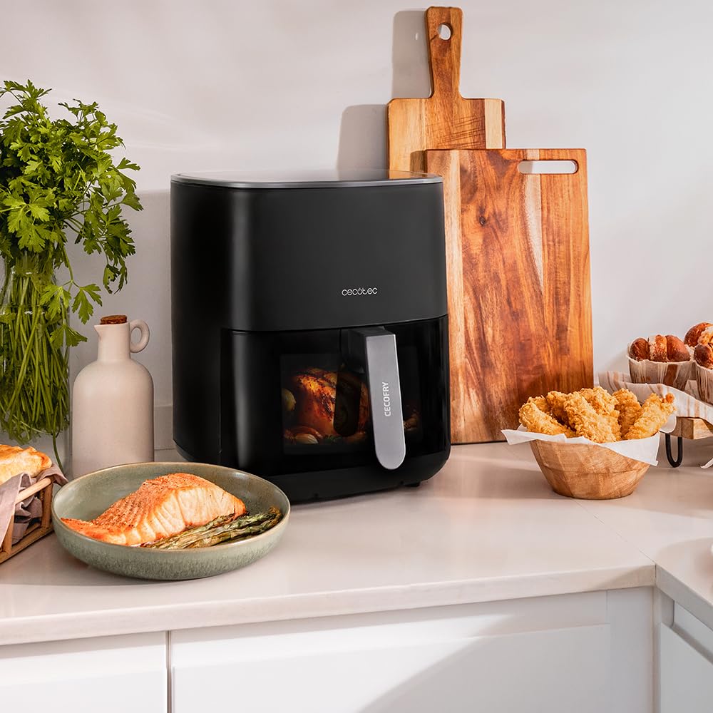 Cecotec Freidora de Aire sin Aceite de 10 L Air Fryer Cecofry Full Inox 5500 Pro con Accesorios. 1700 W, Dietética y Digital, Táctil, Acabados en Acero Inox, 8 Modos, Pack de Accesorios