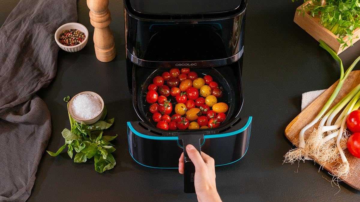 Cecotec Freidora de Aire sin Aceite de 10 L Air Fryer Cecofry Full Inox 5500 Pro con Accesorios. 1700 W, Dietética y Digital, Táctil, Acabados en Acero Inox, 8 Modos, Pack de Accesorios