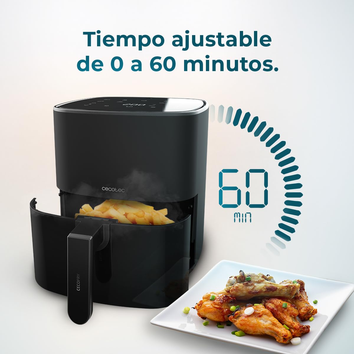 Cecotec Freidora de Aire sin Aceite de 10 L Air Fryer Cecofry Full Inox 5500 Pro con Accesorios. 1700 W, Dietética y Digital, Táctil, Acabados en Acero Inox, 8 Modos, Pack de Accesorios