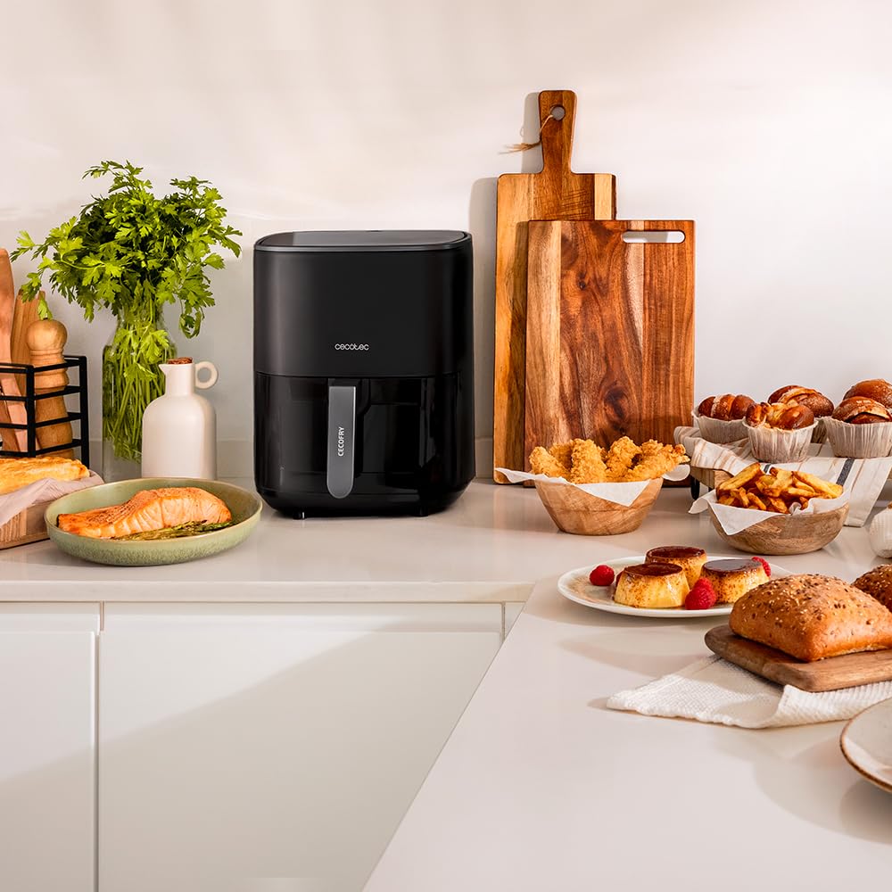 Cecotec Freidora de Aire sin Aceite de 10 L Air Fryer Cecofry Full Inox 5500 Pro con Accesorios. 1700 W, Dietética y Digital, Táctil, Acabados en Acero Inox, 8 Modos, Pack de Accesorios