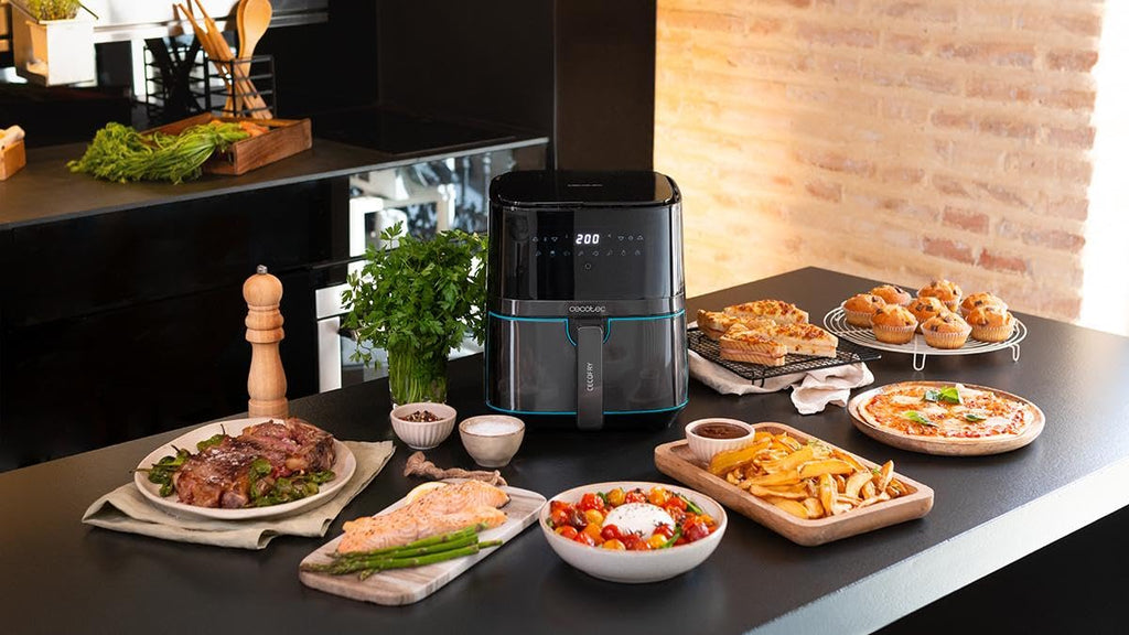 Cecotec Freidora de Aire sin Aceite de 10 L Air Fryer Cecofry Full Inox 5500 Pro con Accesorios. 1700 W, Dietética y Digital, Táctil, Acabados en Acero Inox, 8 Modos, Pack de Accesorios