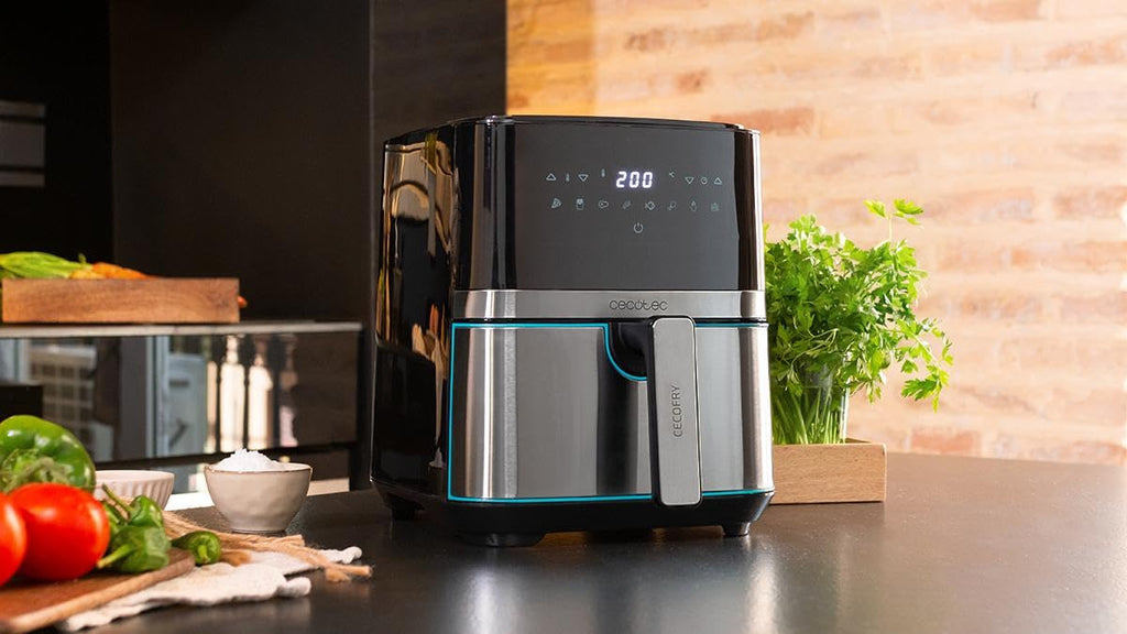 Cecotec Freidora de Aire sin Aceite de 10 L Air Fryer Cecofry Full Inox 5500 Pro con Accesorios. 1700 W, Dietética y Digital, Táctil, Acabados en Acero Inox, 8 Modos, Pack de Accesorios